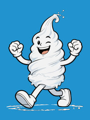 Naklejka premium Cheerful Soft Serve Ice Cream Mascot Dancing Happily