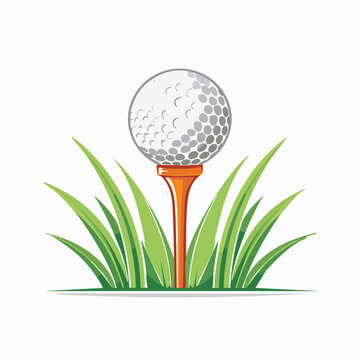 Golf ball on tee in grass