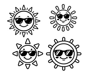 Naklejka premium sun cartoon icons