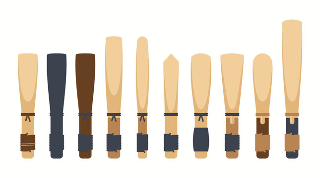 10 Oboe Reeds Vector Illustrations for Woodwind Musicians � Precision Orchestral Instrument Accessory Vectors