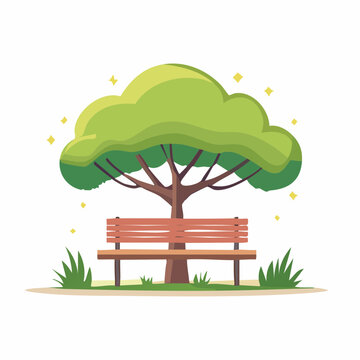 Park Bench Under a Lush Green Tree