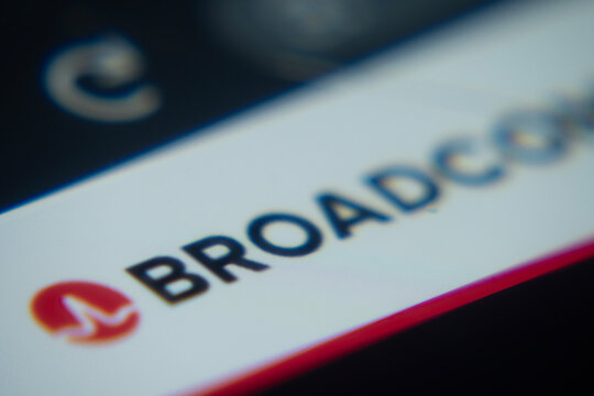 Dhaka, Bangladesh- 02 Dec 2025: A Close-up of a laptop screen is displaying the Broadcom web interface in a browser.