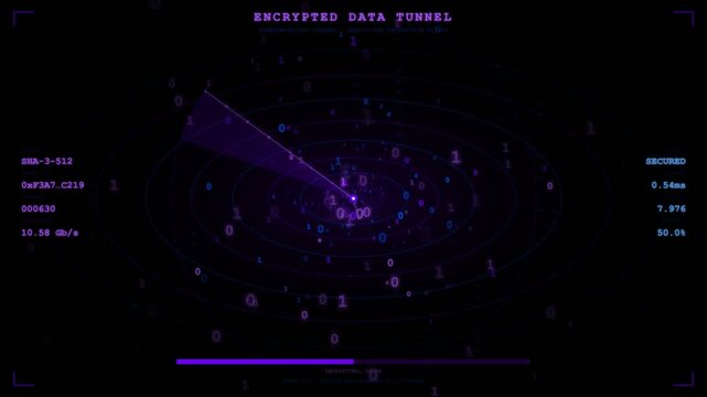 4K Encrypted Data Tunnel - Abstract Binary Code Network and VPN Animation