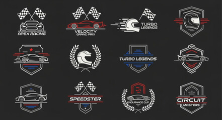 Collection of racing car emblems and symbols. © Itang