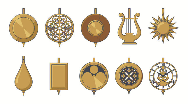 10 Grandfather Clock Pendulum Bobs Vector Illustrations for Horology � Classic Timepiece Repair Graphics