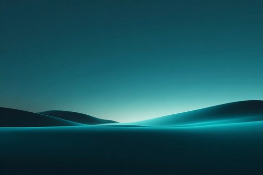 Tranquil dune landscape at twilight with soft blue-green glow