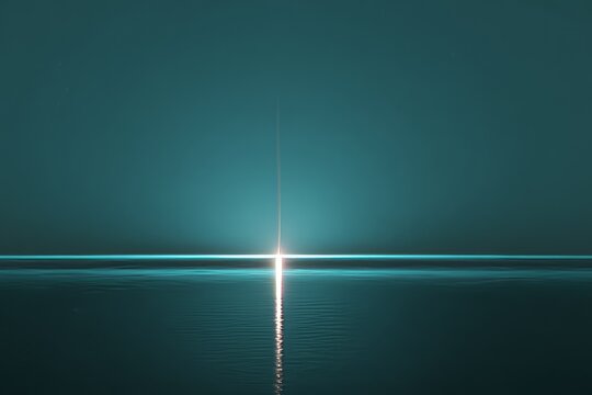 Serene horizon glow over tranquil ocean at dawn