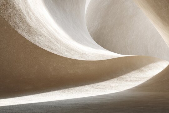 Elegant abstract curves and light in minimalist architectural design