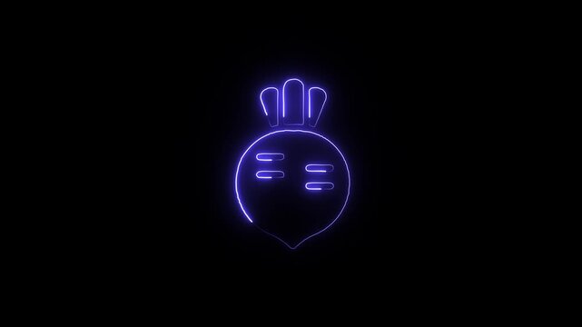 Neon outline of a beet on black background vegetable