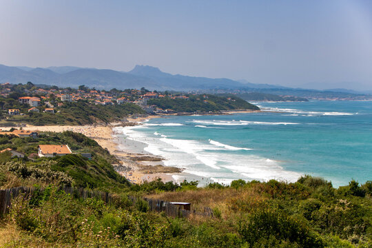 Panoramic View of Bidart Coast and Beach in French Basque Country