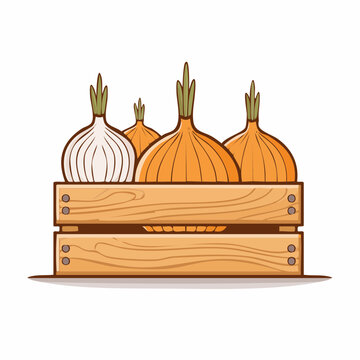 Onions in a Wooden Crate