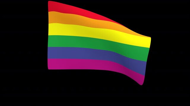 Rainbow flag &ndash; 3d render looped with alpha channel.