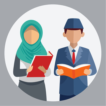 Muslim students reading books
