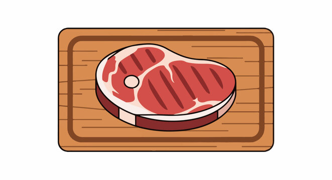 A grilled steak sits on a wooden cutting board