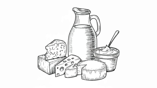 Dairy products including milk cheese and yogurt