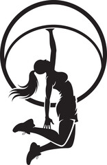 Dynamic Female Basketball Dunk Silhouette Vector Illustration © Murad Studio