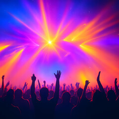 Fototapeta premium a background with crowded concert with fully lighting and fully crowded ....