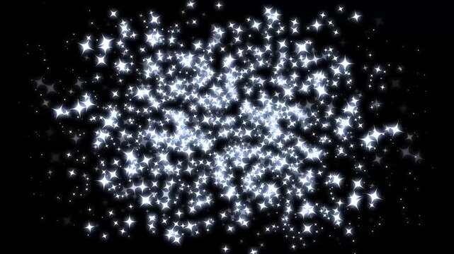 White glowing glitter particle trail with magic sparkles and twinkle stars, fairy dust shimmer line, Magic light stars moveable  effect, retro shine movement on black screen background. 4k