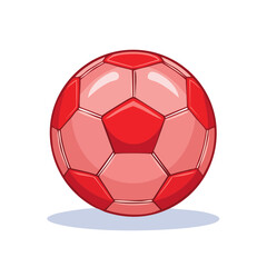 Fototapeta premium Bright Red Soccer Ball Isolated on White Background Cartoon Style