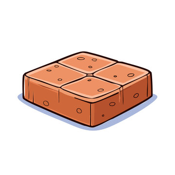 Hand-drawn illustration of a single brown sugar cube divided into four squares
