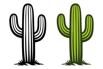 Logo con dibujo minimalista de un cactus saguaro en versión con líneas y versión coloreada  © teracreonte