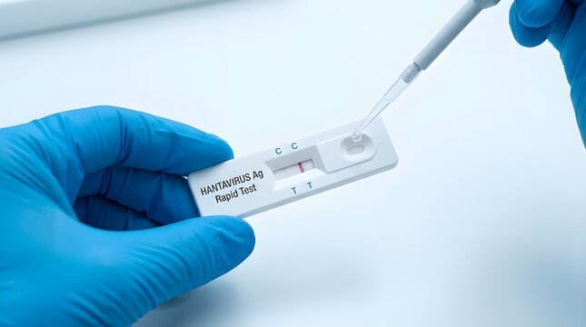 Hantavirus rapid antigen test diagnostic procedure with droplet application