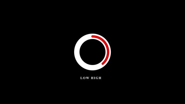 Minimalist loading bar animation with red indicator on black background showing progress from low to high status concept for technology and data transfer