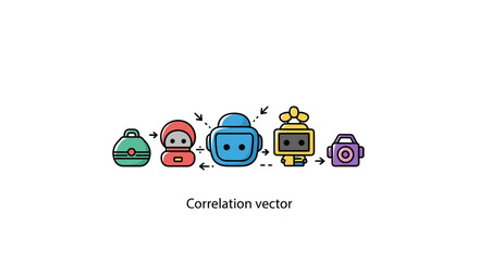 Fototapeta premium Correlation Vector Illustration of Connected Robotic Characters for Technology Concept Design