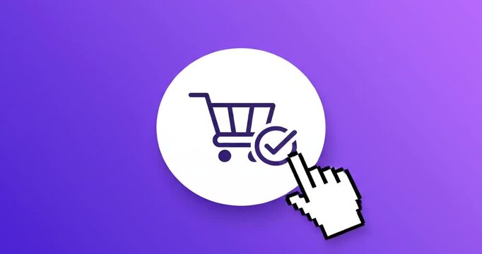 Interactive e-commerce graphic: Mouse cursor clicks 'Add to Cart' button