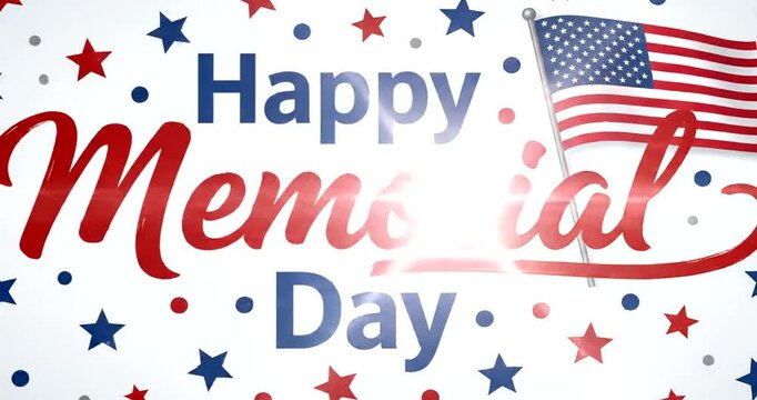 Patriotic Memorial Day Celebration Greeting with American Flag and Script Typography
