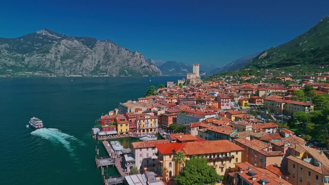 Aerial View of Castello Scaligero di Malcesine on Lake Garda
