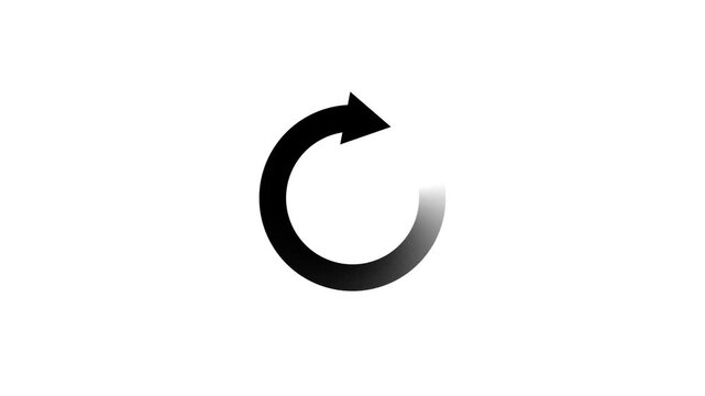 Circular arrow loading icon animation rotating clockwise with gradient fade effect on white background representing progress buffering refresh cycle or waiting
