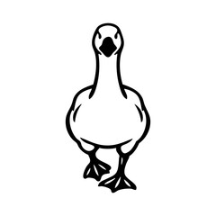 Logotipo con dibujo minimalista con líneas de un ganso andando mirando al frente  © teracreonte