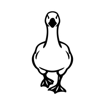 Logotipo con dibujo minimalista con l&iacute;neas de un ganso andando mirando al frente	