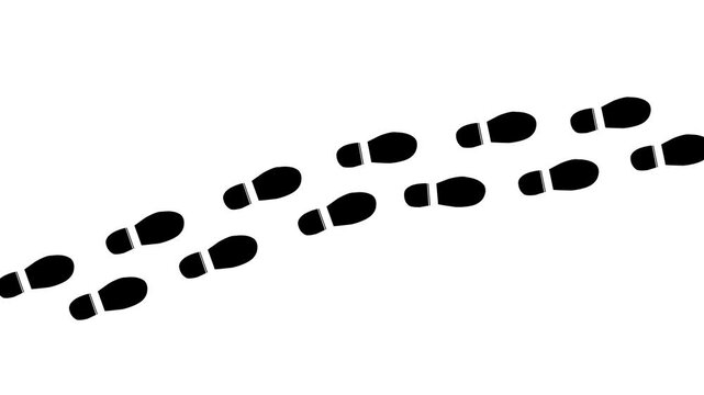 Simple animated footstep icon motion with clean minimal design, suitable for navigation,progress and route tracking. Navigation and human activity themes.