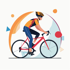 Fototapeta premium Cyclist Riding a Bicycle with Abstract Background