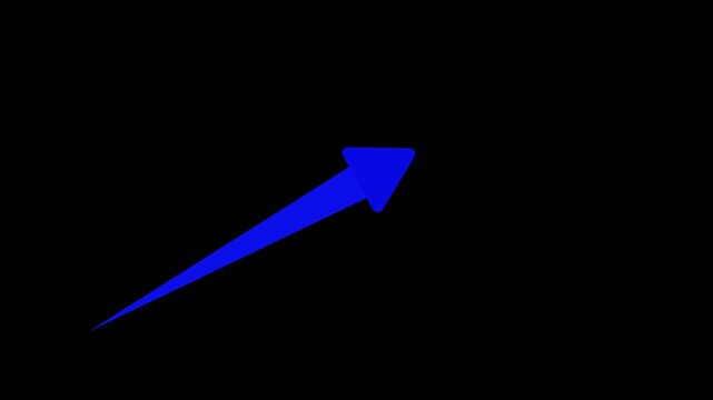 Dynamic Glowing Blue Arrow Sweeping Motion Animation Pointing Diagonal Top Right for Business Financial Growth and Startup Success Concepts.