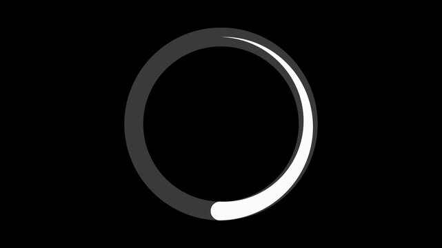 Minimalist White Arc Progress Bar Animation Filling up a Dark Grey Circular Loading Ring Loop on Solid Black Background.
