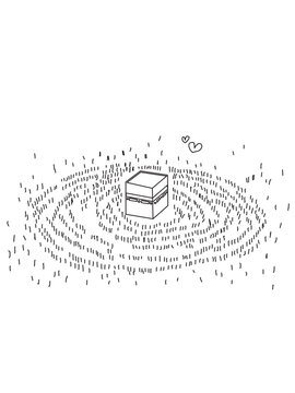 Hajj and kaaba simple illustration vector for wall decoration 