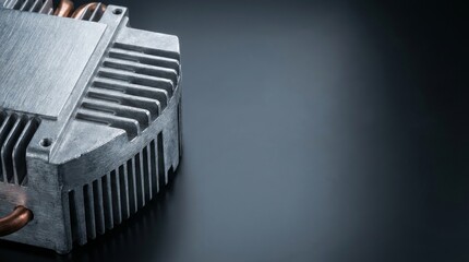 Fototapeta premium Computer CPU Heat Sink Cooler with Copper Pipes on Dark Background