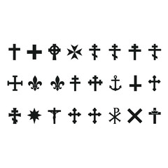 Fototapeta premium Christian and Religious Symbols Vector Collection – Crosses, Anchors, Fleur-de-lis and Sacred Icons