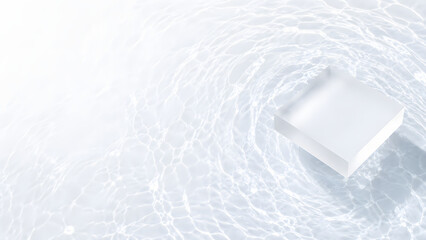 Fototapeta premium Luxury Hydration Skincare Background with Floating Frosted Acrylic Podium