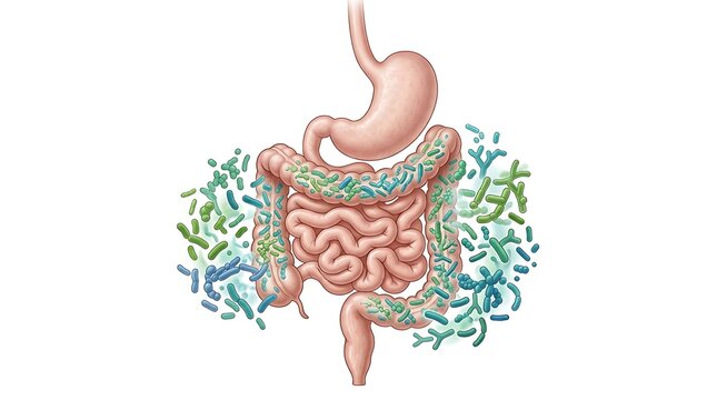 Gut Microbiome Bacteria Digestive Health Medical Illustration