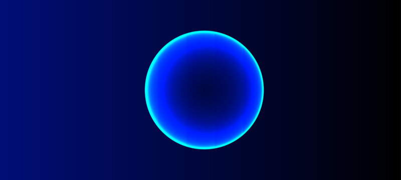Neon futuristic 3d sphere of blue and purple glowing digital waves and particles.  blue sphere on black background