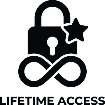 Lifetime Access Infinity Padlock Vector Silhouette Icon