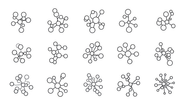 Network of interconnected circles in abstract scientific or molecular structure patterns