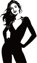 Fototapeta premium Elegant Silhouette: Modern Woman in Stylish Jumpsuit Art