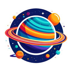 Vibrant Colorful Planet with Rings 2. © Egar