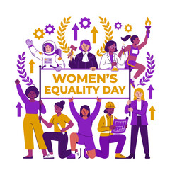 Naklejka premium Celebrate Women's Equality Day with a Bold Flat 2D Illustration
