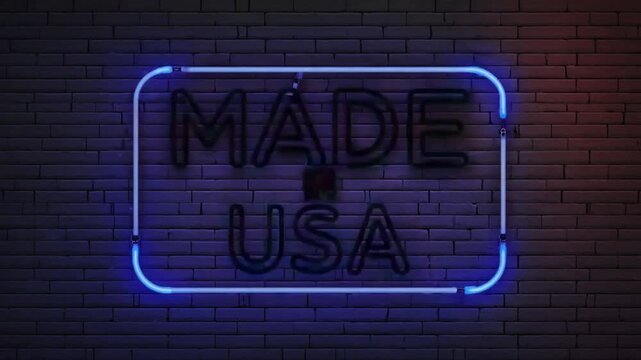 Neon sign that says "Made in USA".